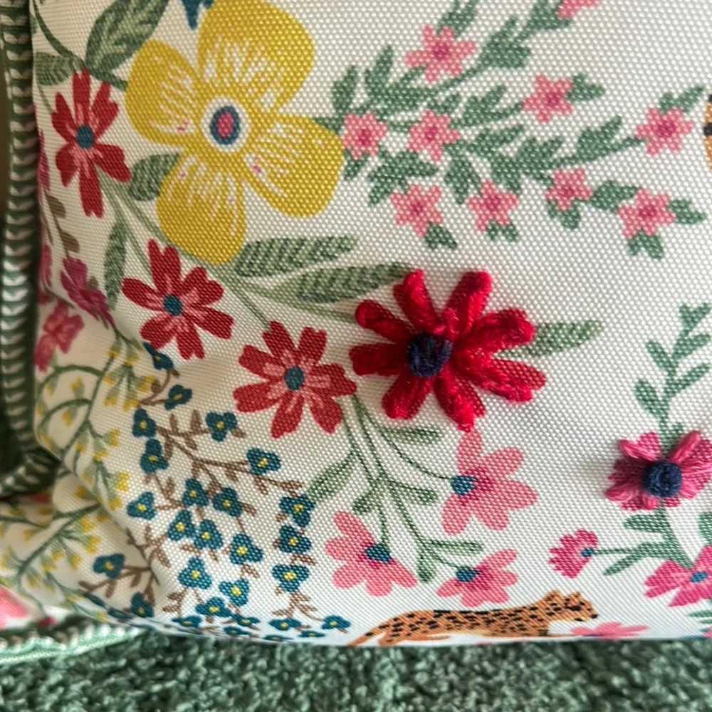 Palm Studio Outdoor Indoor Pillow Cheetah 🐆 Leopard Floral Embroidered NEW!
